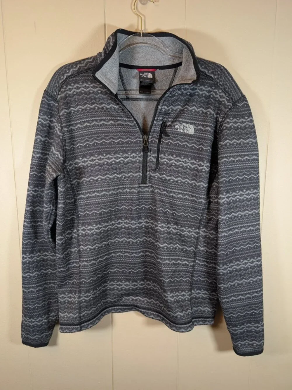 THE NORTH FACE Men's S Fair Isle Nordic Fleece 1/4 Zip Gray Pullover Gorpcore